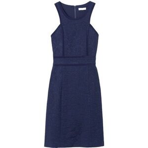 Rebecca Taylor Navy Embroidered Lace Brocade Sleeveless Shift Dress Size 6